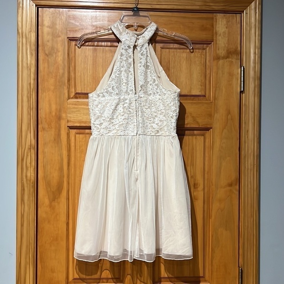 Speechless Lace Beaded Sequin High Neck Mini Dress Medium - Picture 4 of 5